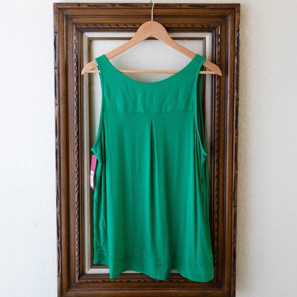 Merona NWT Green Sleeveless Tank Top XL | Layered Hem Flowy Fit - Picture 5 of 7